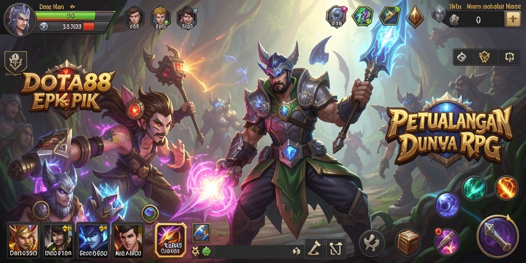Tampilan dinamis dan seru dari gameplay RPG DOTA88.