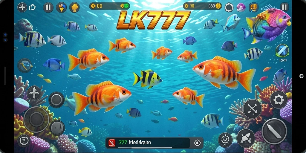 Screenshot gameplay LK777 menampilkan aksi menembak ikan yang seru.