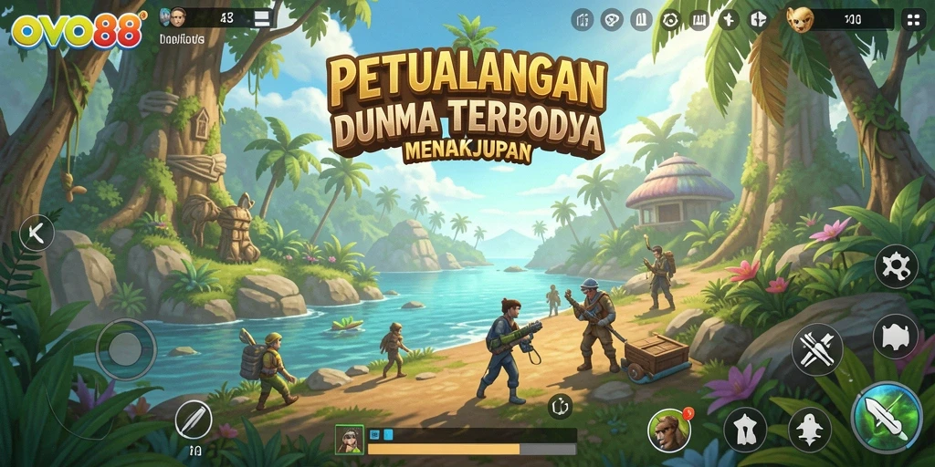 Screenshot menampilkan momen seru dalam OVO88 saat menjelajahi dunia terbuka.