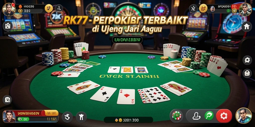 Screenshot gameplay RK77 yang menampilkan aksi poker seru.