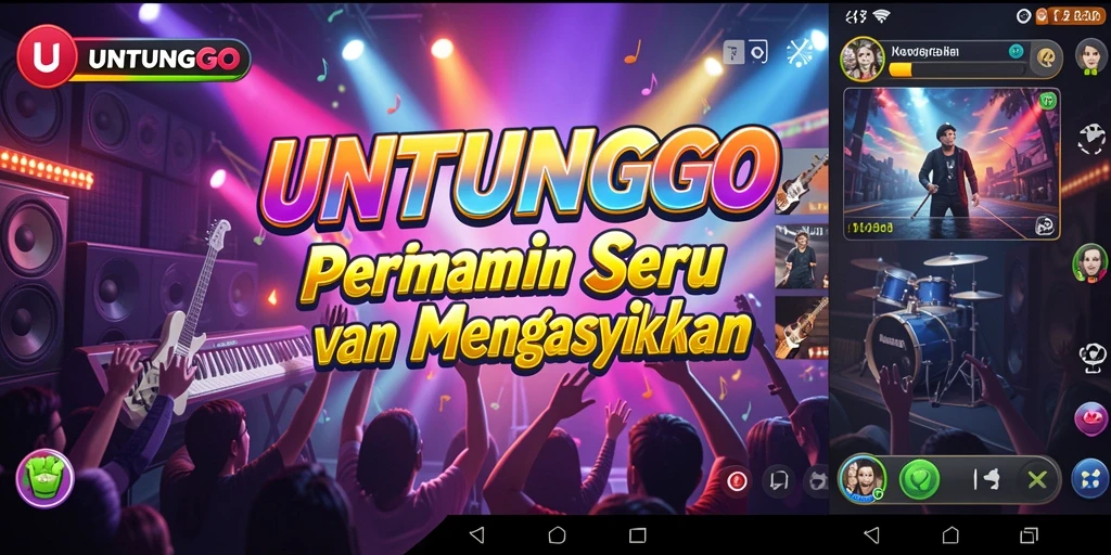 Tampilan utama UNTUNGGO menampilkan gameplay musik yang seru.