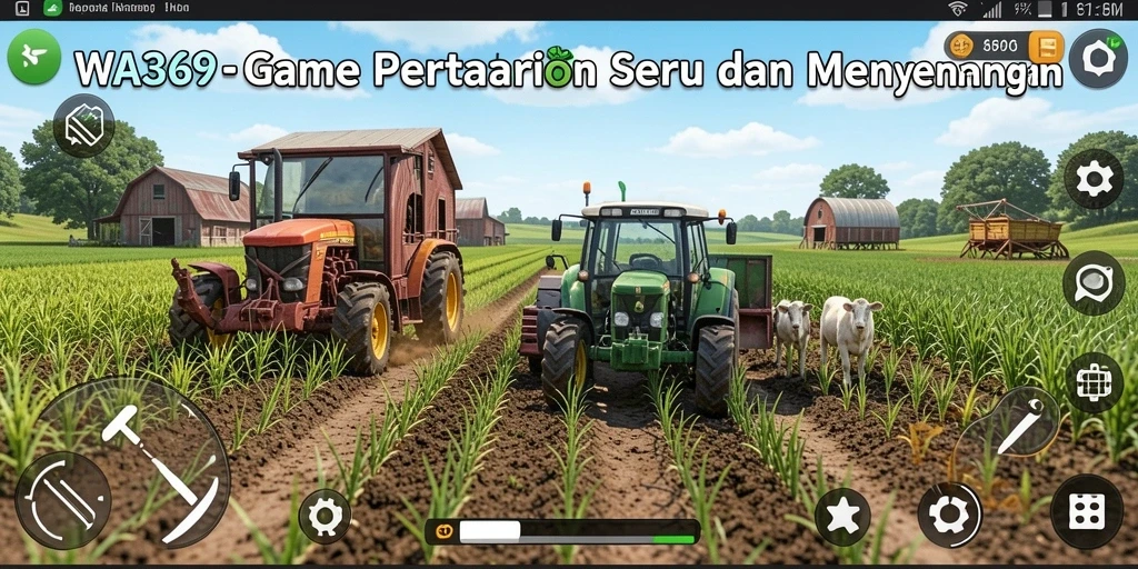 Tangkapan layar utama WA369 menunjukkan pemain yang sedang bercocok tanam di ladang mereka.