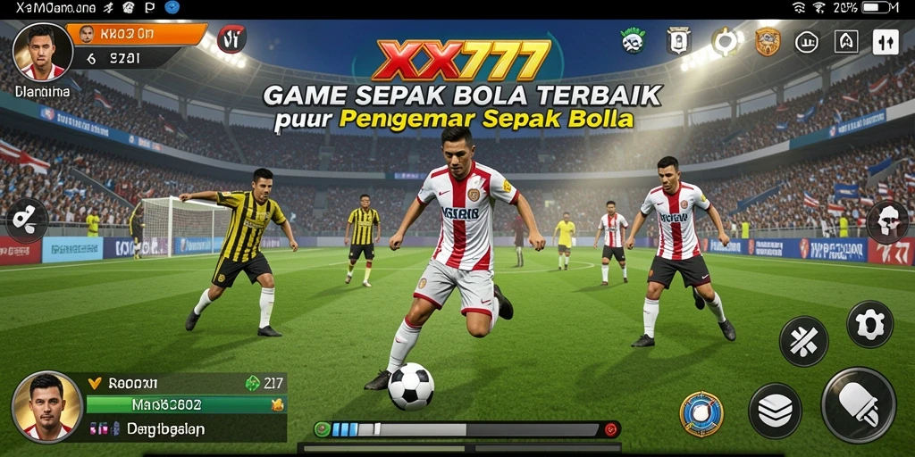 Tampilan gameplay XXX777 yang mendebarkan dan penuh aksi sepak bola.