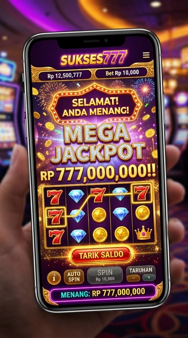 Screenshot aplikasi sukses777 menunjukkan berbagai kategori yang tersedia untuk dipilih.
